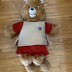 Vintage 1984 Teddy Ruxpin Interactive Brown and Red Plush Bear